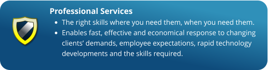 Professional Services •	The right skills where you need them, when you need them. •	Enables fast, effective and economical response to changing clients’ demands, employee expectations, rapid technology developments and the skills required.